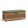 Sitzbank mit Stauraum 100 x 40 x 50 cm Holz Naturgrün mit Rattangeflecht
