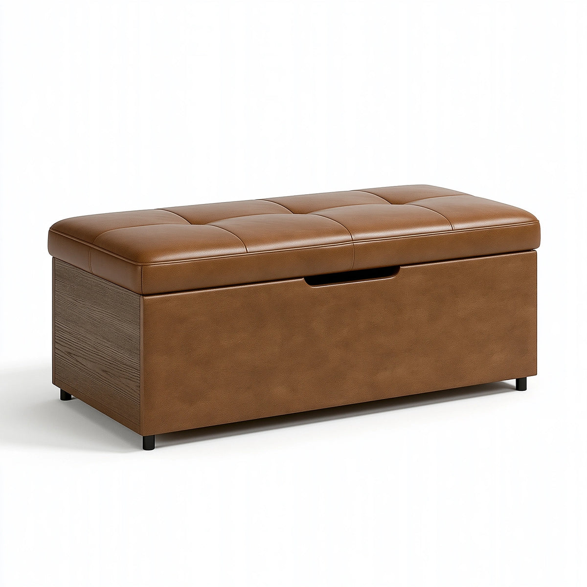 Sitzbank mit Stauraum 120 x 45 x 48 cm braunes Kunstleder