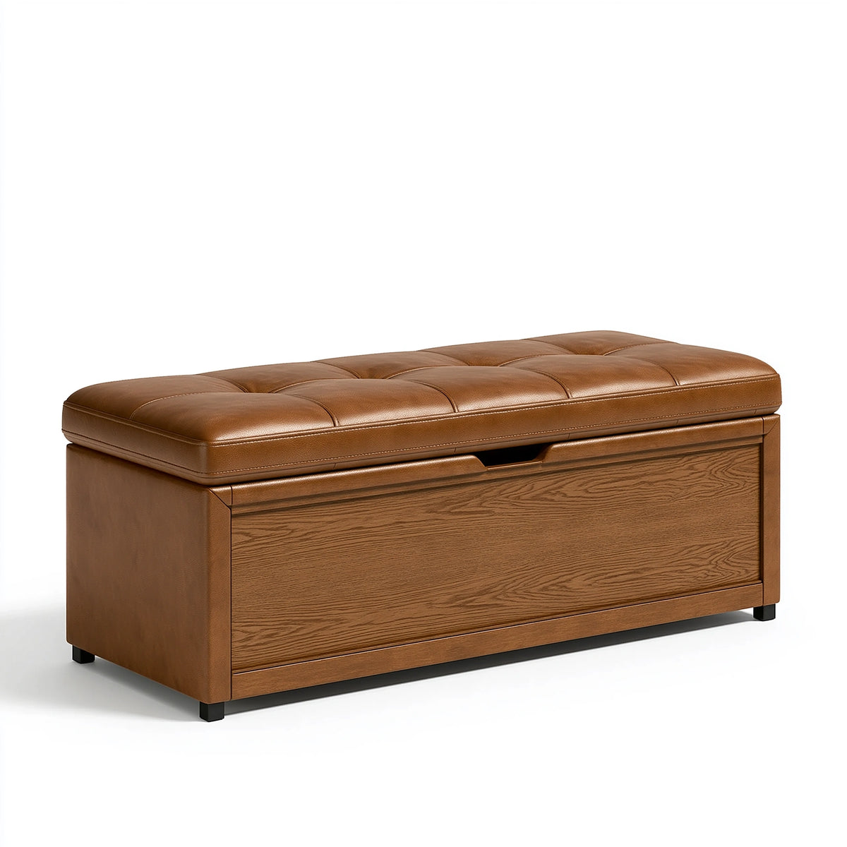 Sitzbank mit Stauraum 120 x 40 x 48 cm braunes Kunstleder Holzwerkstof – elmoriza
