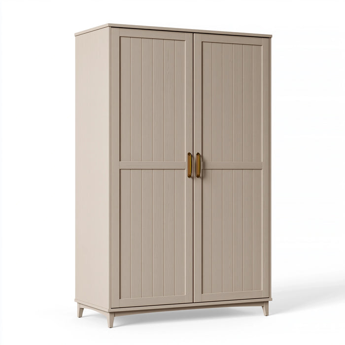 Kleiderschrank 100 x 50 x 180 cm Holzwerkstoff Beige Landhausstil mit 2 Türen