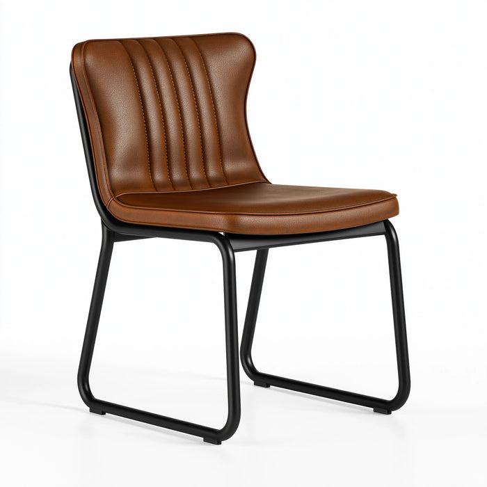 Freischwinger Esszimmerstuhl 50 x 60 x 85 cm Kunstleder Braun Schwarz mit Metallgestell