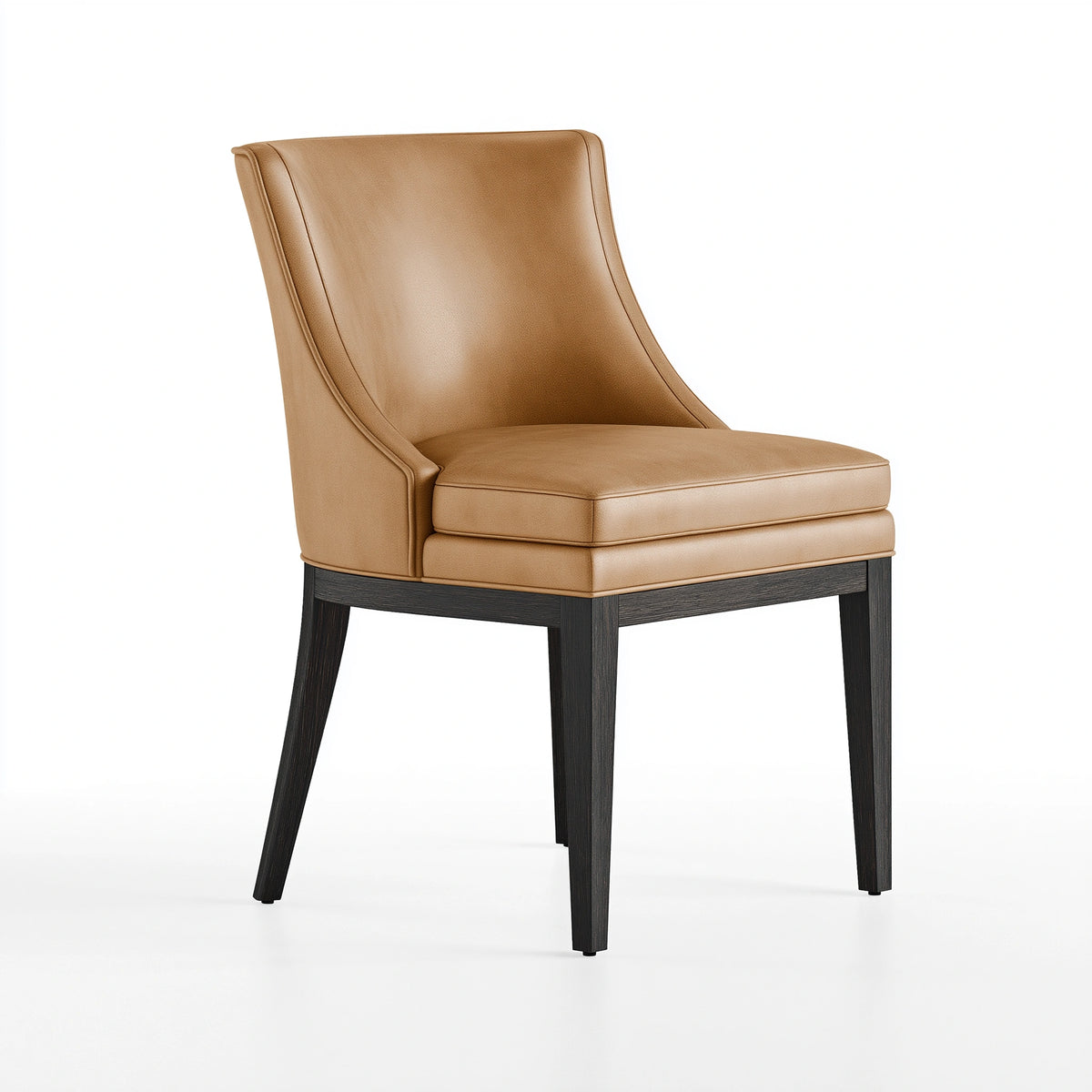 Polsterstuhl 62 x 68 x 92 cm cognacbraun mit Bezug in Lederoptik und Holzbeinen - moderner Esszimmerstuhl
