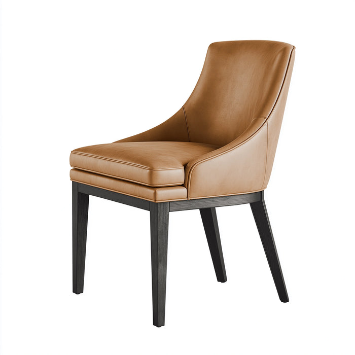 Polsterstuhl 63 x 68 x 92 cm in Cognacbraun mit Kunstlederbezug und Holzgestell